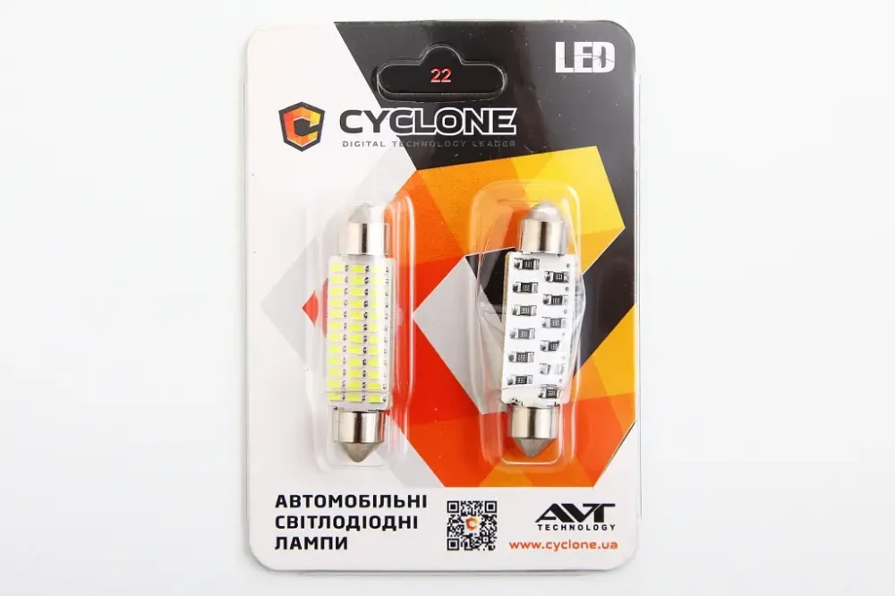 Лампа диодная 12В салона 41мм 36-SMD 3014 Cyclone (2 шт.) Винница - изображение 2