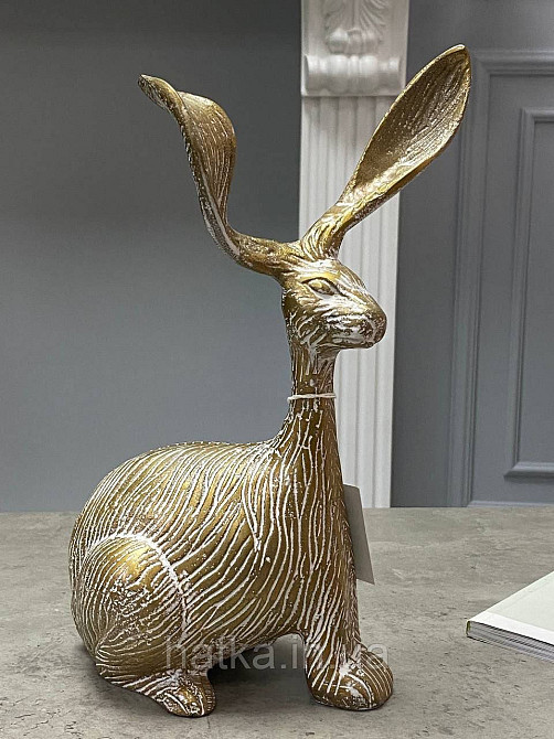 Статуетка «Зайчик» 20х12х29,5 см метал біло-золотий Київ - фото 4