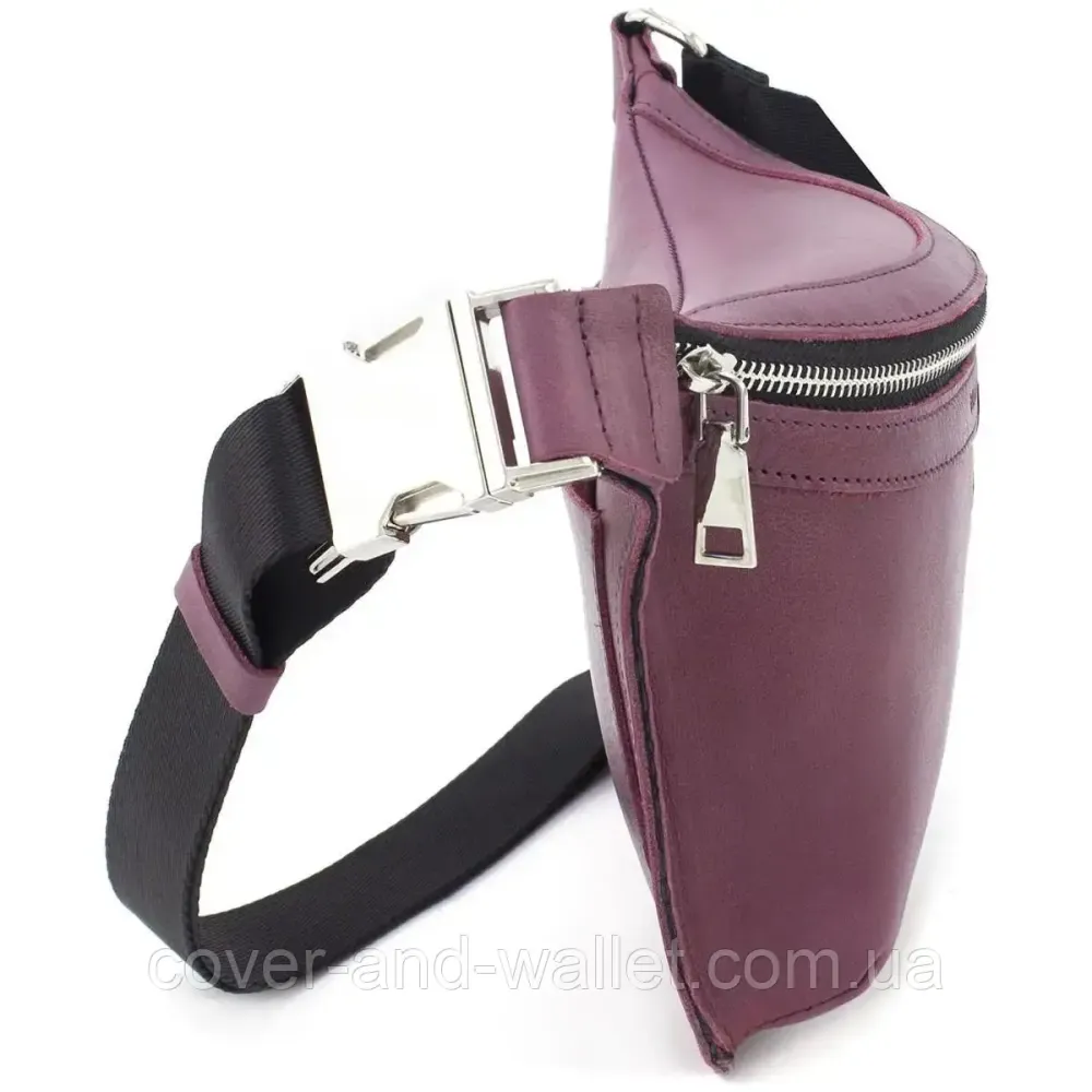 Стильная женская сумка на пояс бордового цвета из гладкой кожи Grande Pelle 743661 Киев - изображение 2