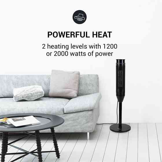 Баштовий нагрівач Heat Spike 1200/2200 Вт 8-годинний термостат з таймером чорний 1200/2200 Вт (Німеччина, Рівне