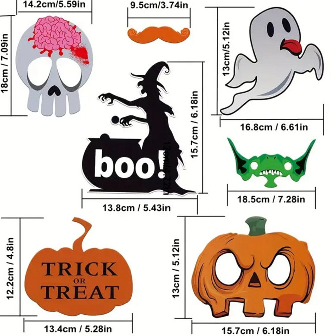 Бутафорія на Хелловін на паличках 25 деталей one size різнобарвний Київ - фото 3