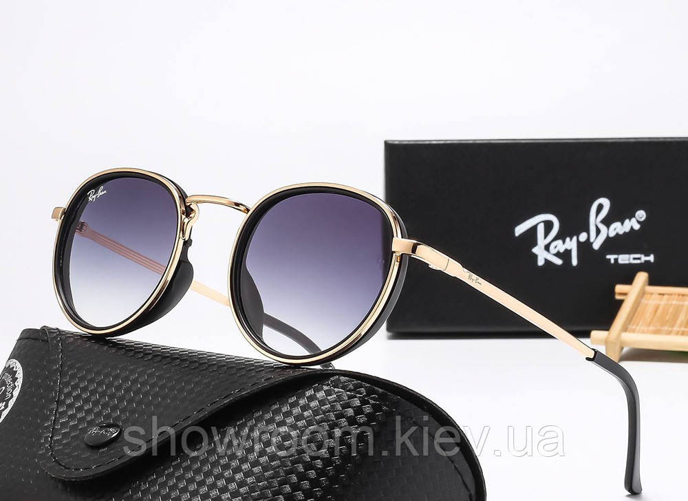 Мужские брендовые солнцезащитные круглые очки Ray ban 28754-2 Киев - изображение 3