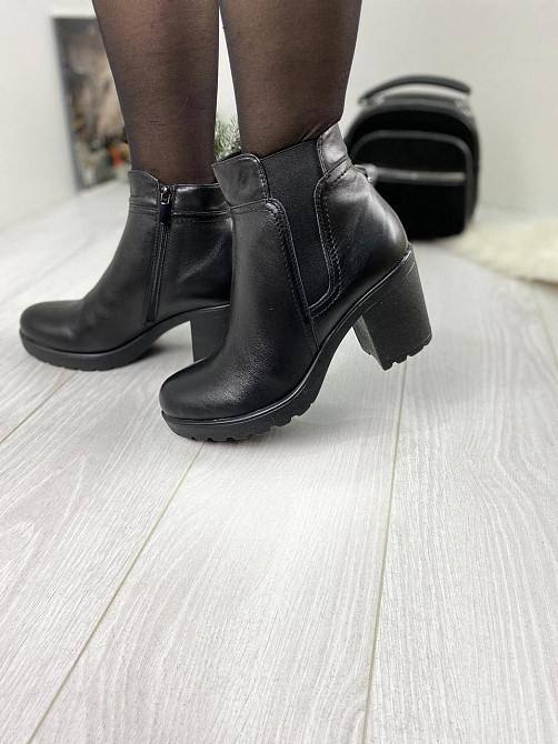 Черевики жіночі VESNA чорні натуральна шкіра зима висота 12см каблук 7см (2804) Коломия - фото 8