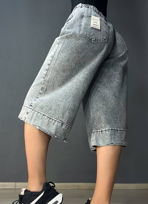 Шорти жіночі джинсові Sherocco 393 бермуди довгі з манжетами талія на резинці сірі, сірий, 26, 26, 76 см, 107 см Київ - фото 15
