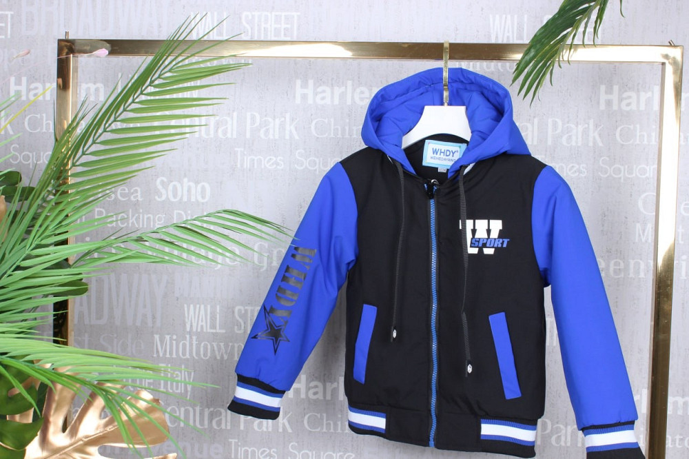 Демисезонная детская синяя куртка  для мальчиков  под резинку 92,98,104,110,116 Николаев - изображение 2