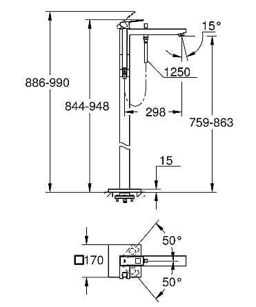 Підлоговий змішувач для ванни Grohe Eurocube   ( 23672001 ) 29607 Харьков