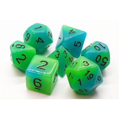 Набір кубиків для настільних ігор Games 7 Days Double Color Glow in the dark 7 Dice Set - Green-Blue (g7dglowdc02) Вінниця - фото 1