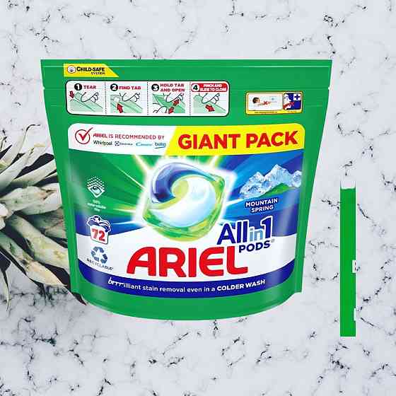 Капсулы для стирки Ariel Pods Все-в-1 Горный Источник, для белых и цветных тканей, 72 шт. Виноградов