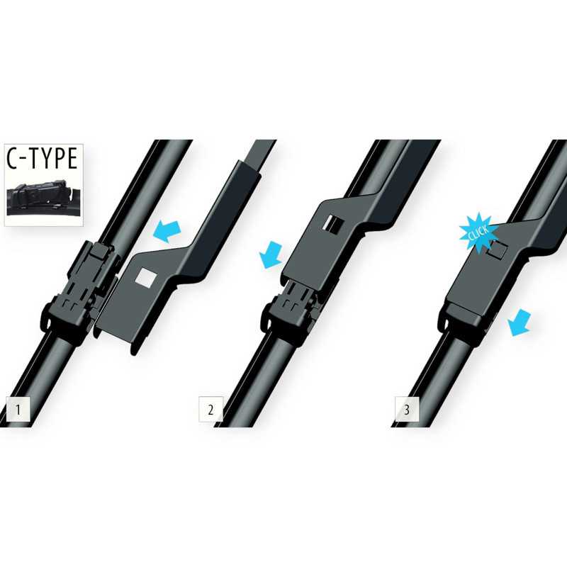 Щітки oximo модельні безкаркасні (к-т 2шт) c-type 600 + 375 мм двірника Мукачево - фото 3