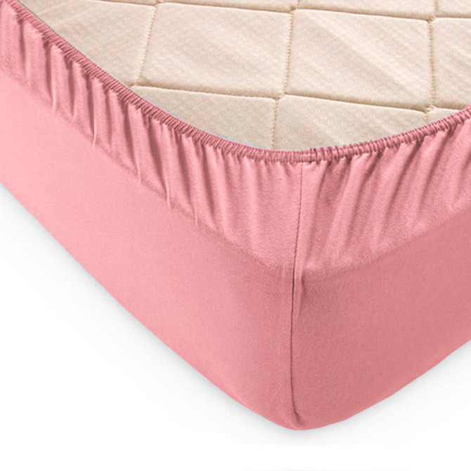 Простынь на резинке трикотажная GM TEXTILE 90х200х25см 120г/м2 (Розовый) Сумы - изображение 2