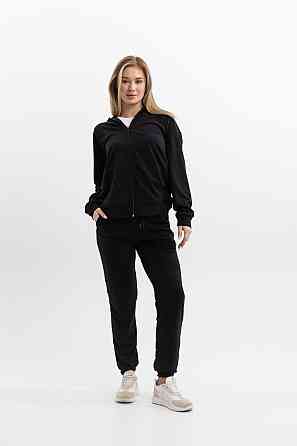 Модный удобный костюм унисекс из хлопка с капюшоном демисезонный чёрный для дома и прогулок Львов