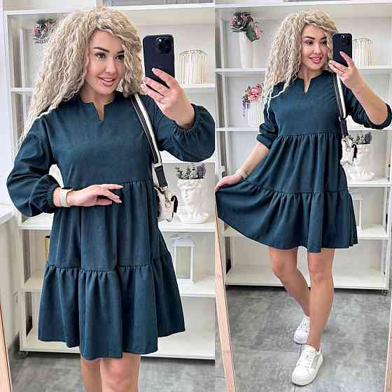 Женское базовое повседневное платье микро вельвет пляшка, 50/52 Одесса