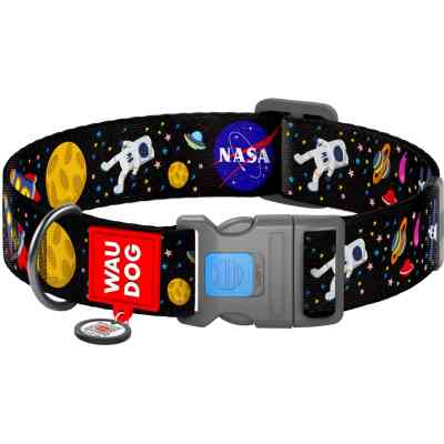Ошейник для животных WAUDOG Nylon с QR паспортом NASA пластиковый фастекс XXL (284-0047) Винница