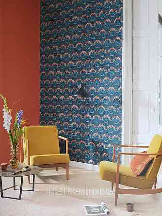 Шпалери флізелінові еко Rasch Sophia 0.53х10 рослинний принт квіти маленькі польові теракотові на синьому Київ
