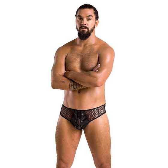 Мужские трусы со шнуровкой Passion 035 SLIP RICHARD L/XL Black, экокожа, сетка Sex Aura Киев