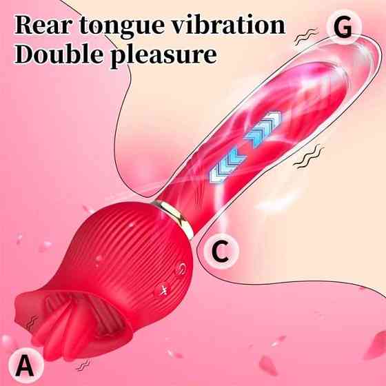 Двосторонній вібратор із язиком для клітора та точки G 24 режими вібратори Червоний Вінниця