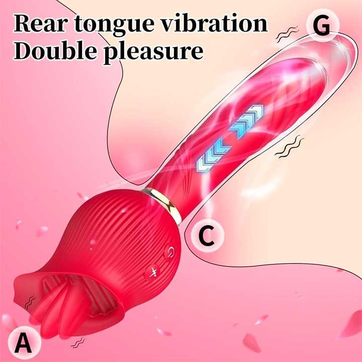 Двосторонній вібратор із язиком для клітора та точки G 24 режими вібратори Червоний Вінниця - фото 2