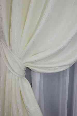 Комплект штор на люверсах VR-Textil Льон мармур Pavliani № 1172ш 150х250 см 2 шт Кремовий (37-0043) Київ