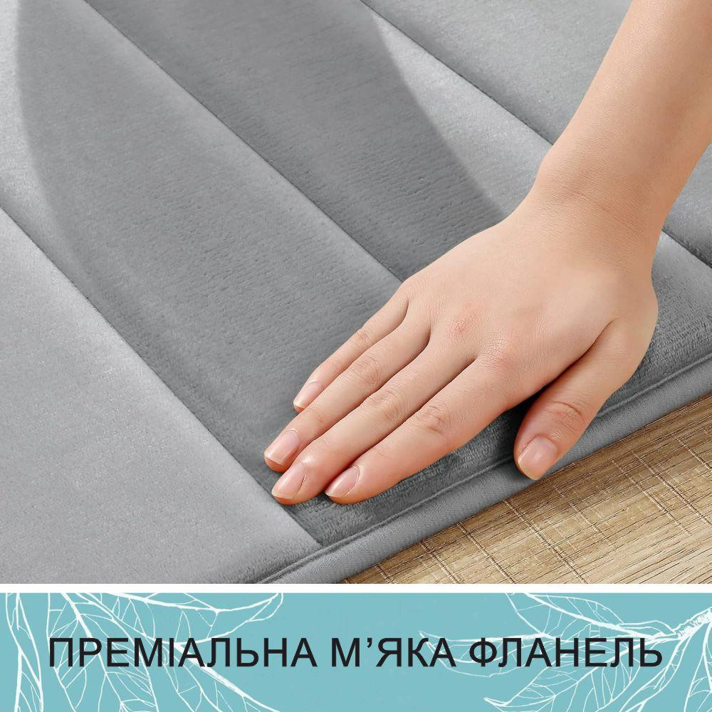 Современный коврик для ванной Aquarius с эффектом памяти Мягкий Антискользящий 50 х 80 см Серый в полоску Буча - изображение 3