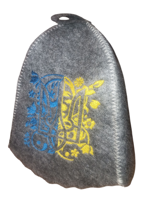 Банная шапка Тризуб Украины с натурального войлока 23 на 15 см серый Киев - изображение 4