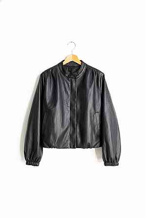 Куртка жіноча Ou Mai 3351 з екошкіри бомбер на блискавці комір-стійка оверсайз чорна, чорний, L Київ