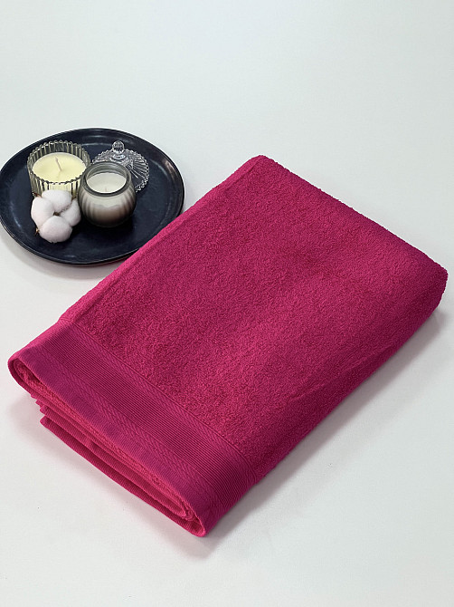 Рушник махровий Ideal Textile з бордюром однотонний щільність 360 г/м2 70х130 см (56860715) Фуксия Чернівці - фото 1