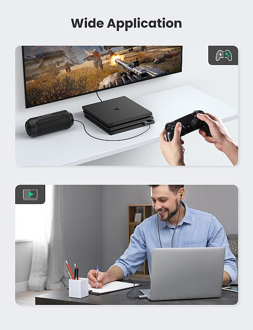 Звукова карта USB AUX jack, TRRS (Mic & Ear), ALC4030 Ugreen Сіра CM383 Винница - изображение 7