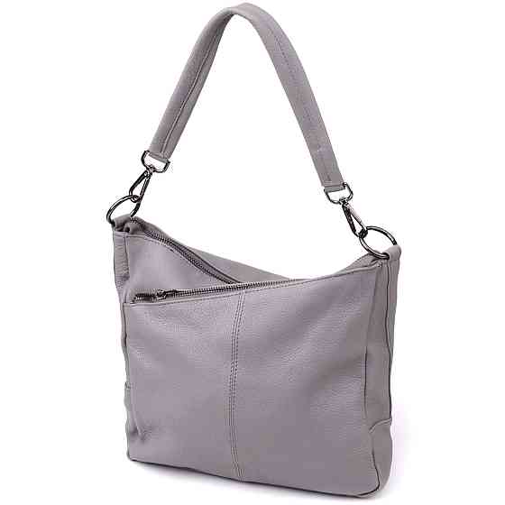 Удобная женская сумка с двумя ремешками из натуральной кожи Vintage 23054 Серый Киев