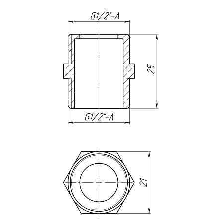 Ніпель 1/2″ЗЗ латунний під прокладку LN332G OPTIMUM Тернопіль