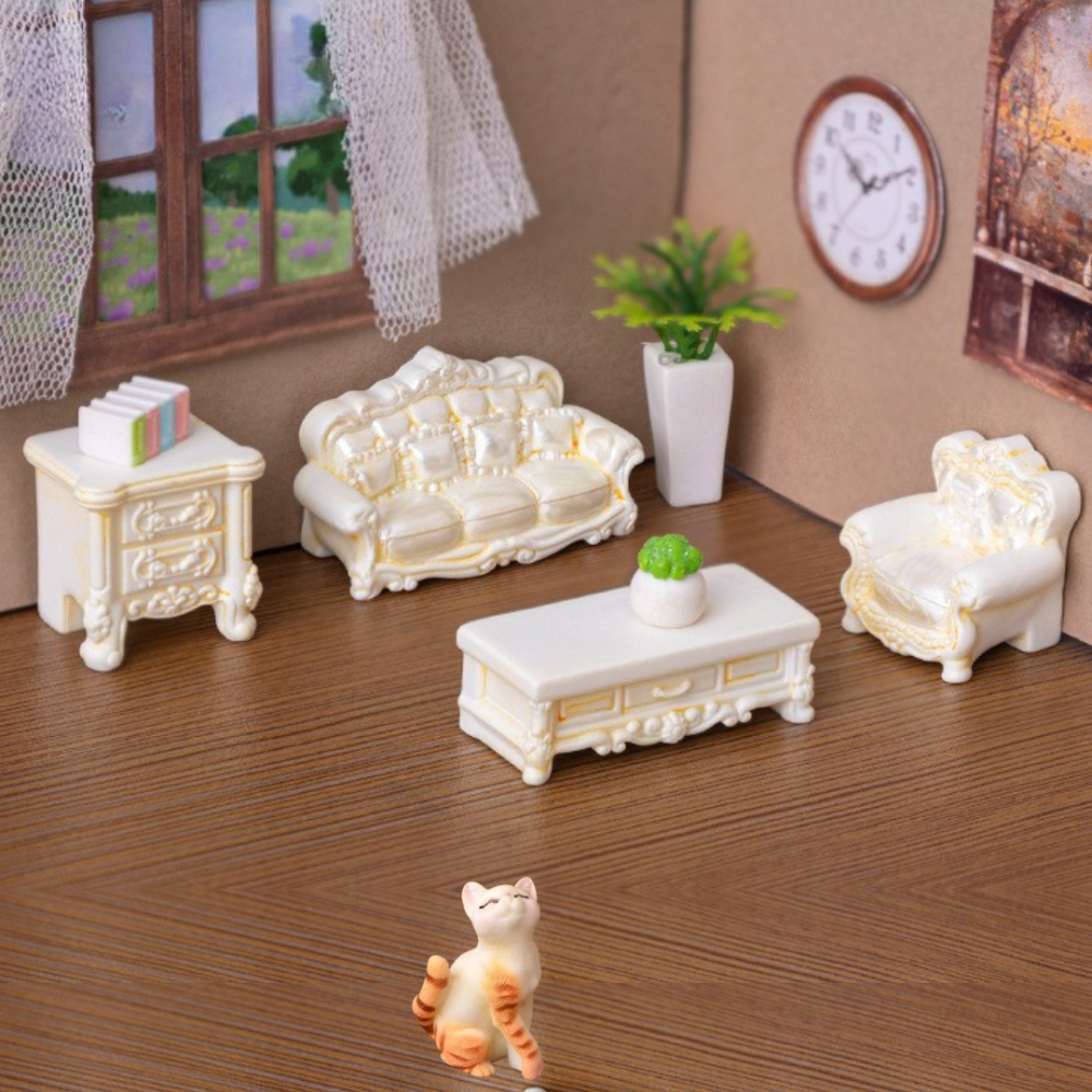 Набір мініатюрних меблів у стилі Рококо для мікроландшафту та лялькових будиночків (5 предметів) Одеса - фото 9