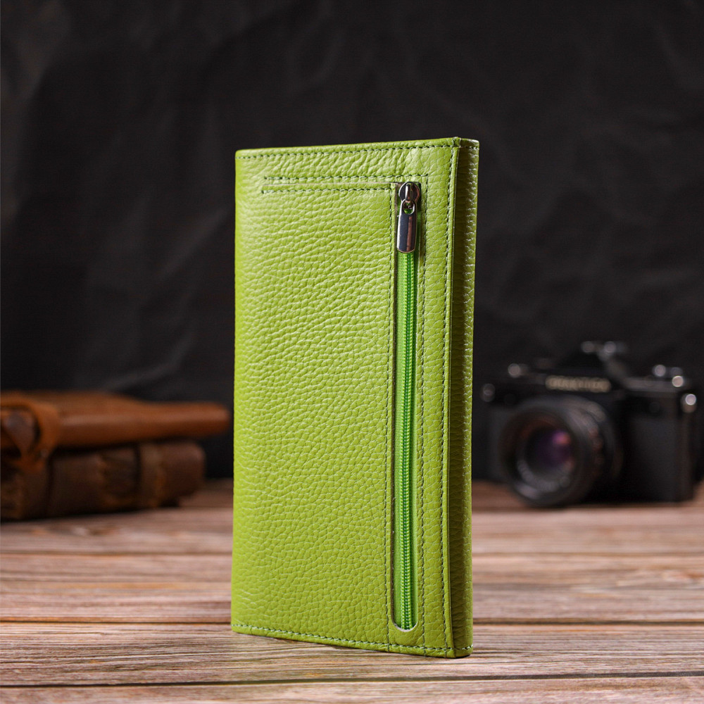 Молодежный кошелек из натуральной кожи флотар CANPELLINI 21833 Салатовый Киев - изображение 9