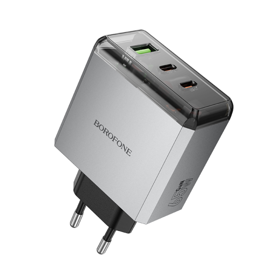 Мережевий зарядний пристрій BOROFONE BN22 Lena PD65W(2C1A) charger(EU) Metal Gray Одеса