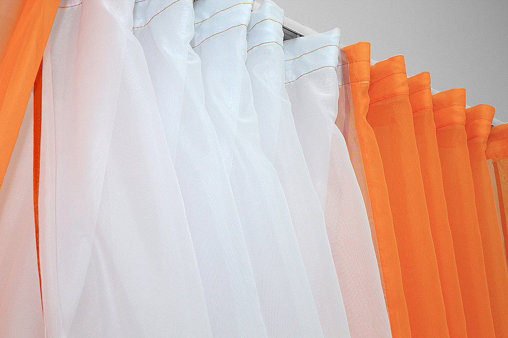 Кухонные шторки VR-Textil № 096к с подвязками оранжевый с белым 400х170 см (50-671) Киев - изображение 4