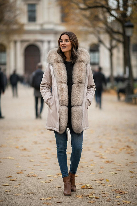 Парка женская с мехом песца под Соболь Пудровый р54 75 см Харьков - изображение 1