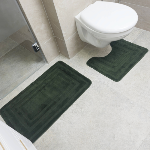 Набір килимків для ванної 2шт 50*80см+40*50см U-виріз Рамка Econom зелений поліпропілен Дариана Житомир - фото 4
