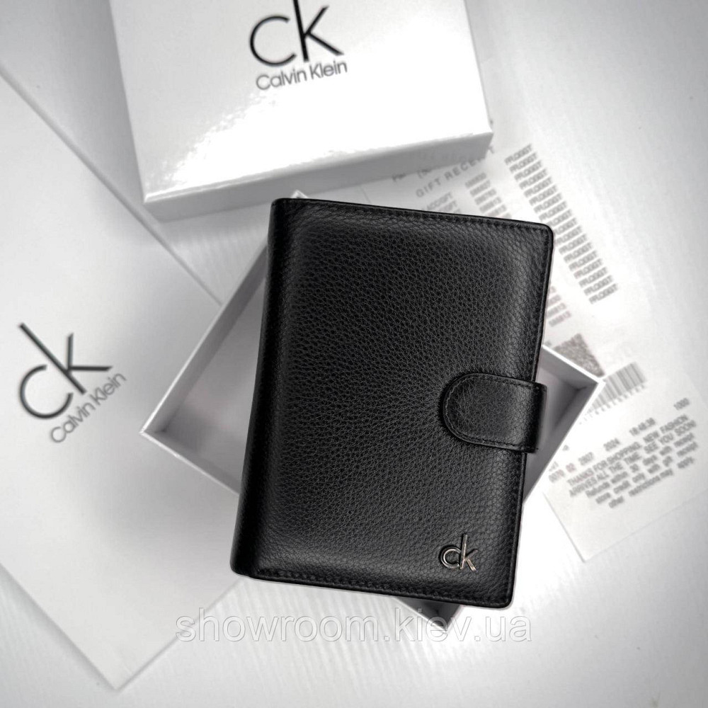 Шкіряний чоловічий брендовий гаманець на кнопці Ск (6602) Київ - фото 2