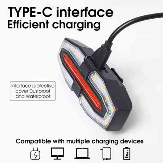 Стоп на велосипед LED USB LY-5510, Велоліхтар з функцією стоп-сигналу, Задній велоліхтар JQ-68 Івано-Франківськ