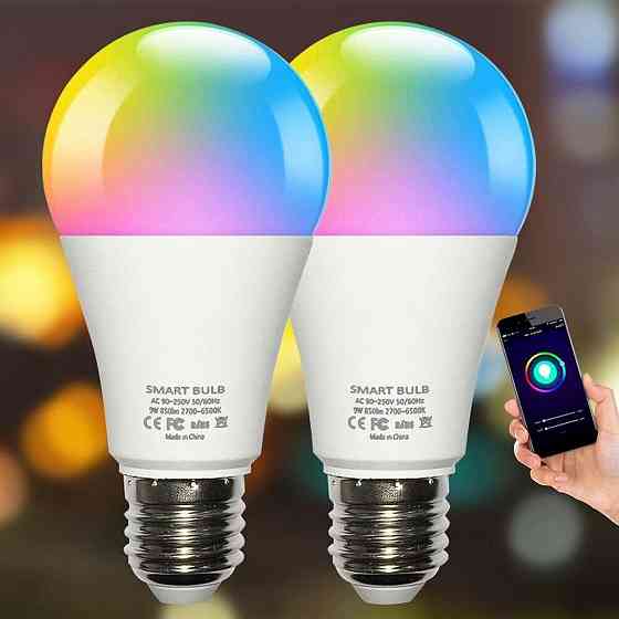 Умные лампы Plartree E27 WiFi 10Вт, Alexa/Google Home, 2 шт, RGB+тёплый свет, 2700-6500K Киев
