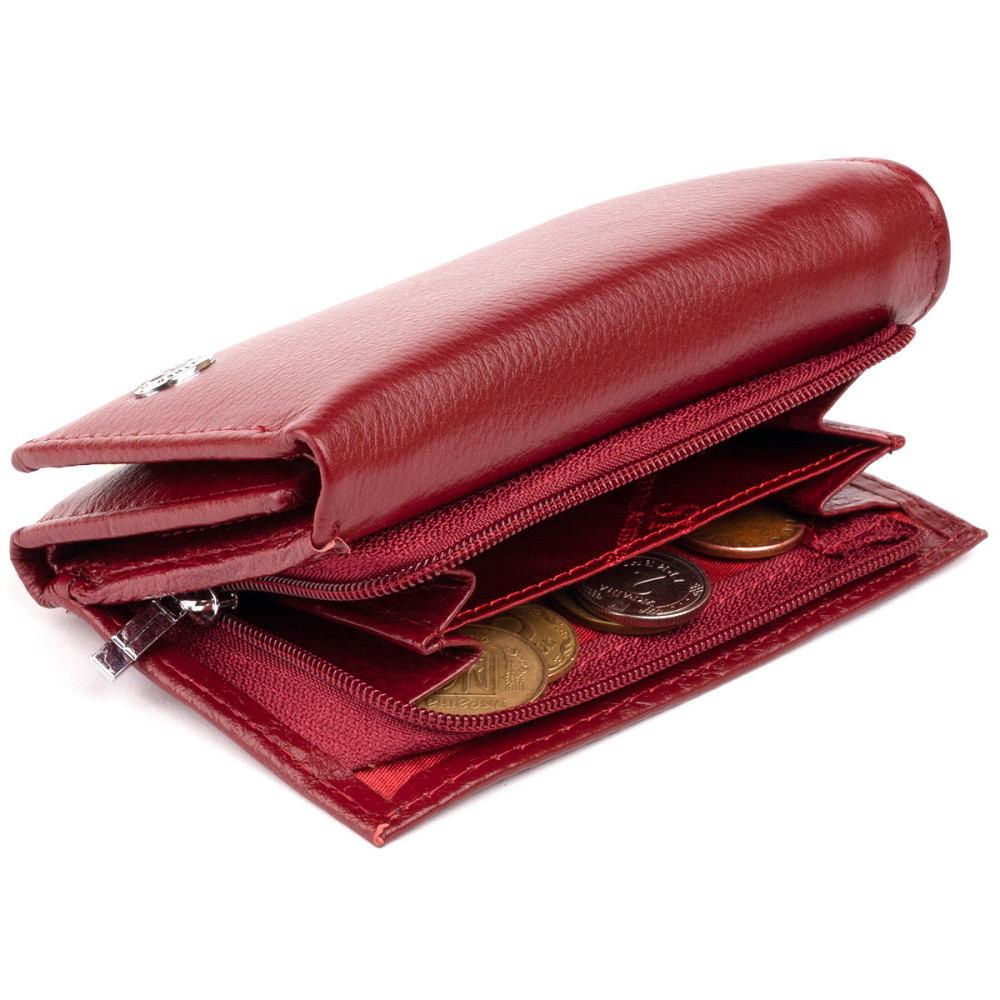 Горизонтальное портмоне из кожи женское на магните Бордовое (ST Leather) Киев - изображение 10