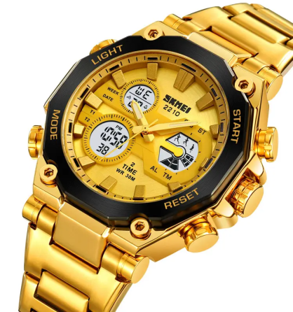 Годинник чоловічий наручний кварцовий Skmei 2210 Золотистий Вінниця