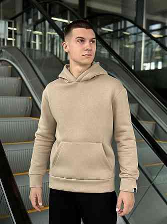 Тепле чоловіче худі на флісі з капюшоном пісочне Pobedov 008 ЗИМА Київ