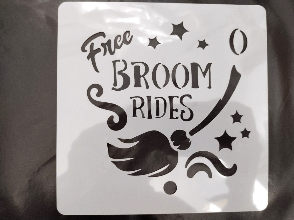 Трафарет на Хэллоуин Метла 15 на 15 см серый Киев - изображение 2