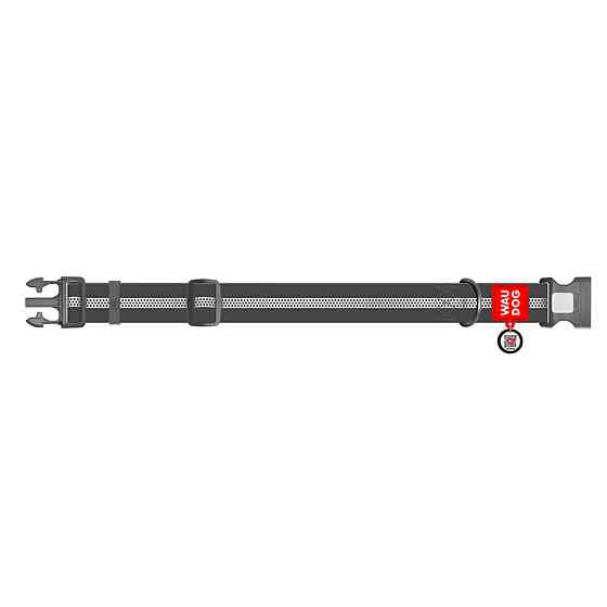 Ошейник для собак водостойкий WAUDOG Waterproof с QR паспортом, светоотражающий, пластиковый фастекс, XXL, Ш 40 мм, Длин 46-70 см, серый Киев