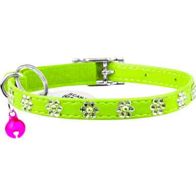 Ошейник для животных WAUDOG GLAMOUR "Цветочек" с резинкой и стразами для кошек (салатовый) (32555) Винница
