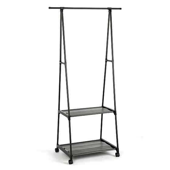 Вешалка для одежды напольная с полкой для обуви металлическая черная высота 151 см Каменец-Подольский