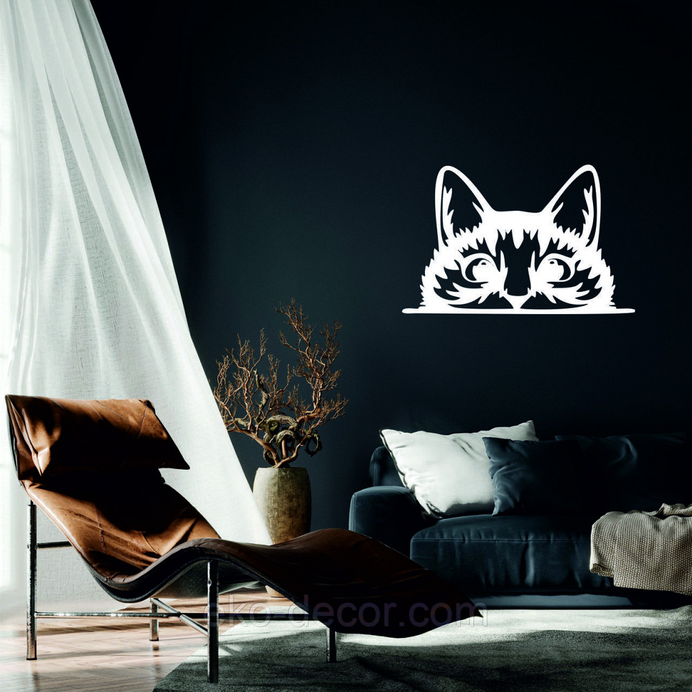 Декоративне настінне Панно «Кіт» Декор на стіну (1 шт/1 кіт) 50*32 см, Білий Київ - фото 1