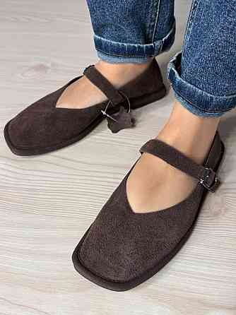 Балетки жіночі Meideli 0109-7 Mary Jane з ремінцем натуральна замша коричневі, 38, 24,5 см Київ