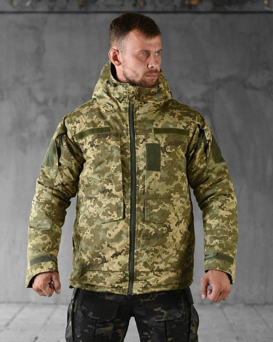 Тактическая куртка мужская пиксель бушлат теплая на подкладке держит тепло тела с капюшоном M Одесса - изображение 1
