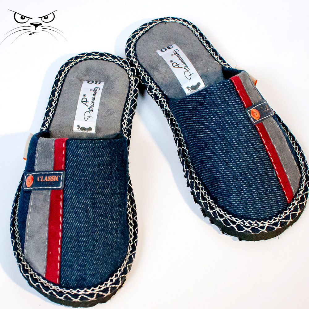 Тапочки Детские Подростковые Мальчику, 30-40 размер закрытые джинсовые PaGo 