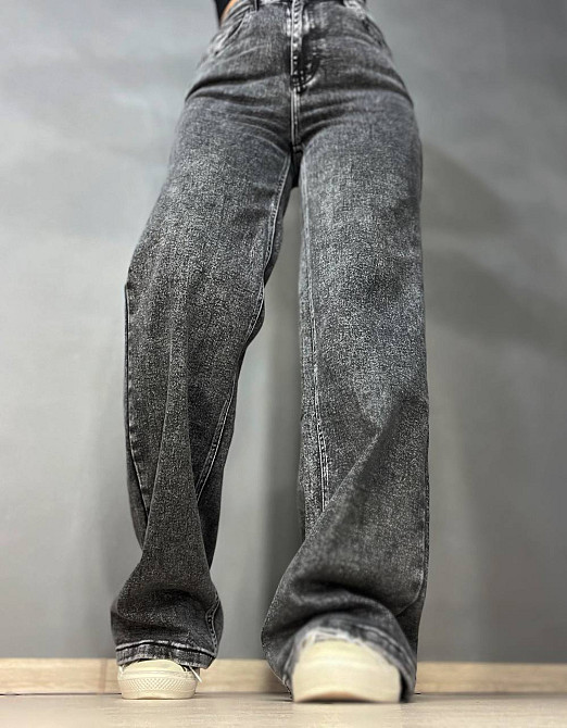 Джинси жіночі Dragon 8101 palazzo jeans палаццо рівні від стегна стрейчеві темно сірі, темно-сірий, 31, 31, 86 см, 115 см Київ - фото 3